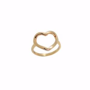 Anel Coração Vazado com Banho de Ouro 18k